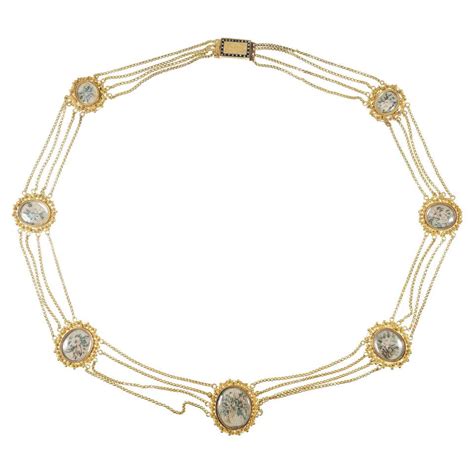 Edwardian Enamel Diamond Gold Festoon Flower Necklace At 1stdibs