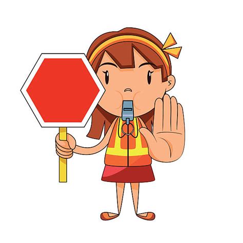 Girl Holding Stop Sign Illustrations Royalty Free Vector Graphics