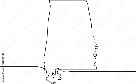 Continuous Line Drawing Of Alabama State Stock Vector Adobe Stock