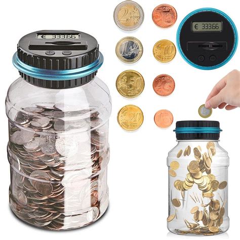 15l Electronic Digital Lcd Counting Coin Euro Money Saving Boxpiggy