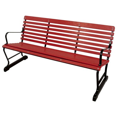 Rose red steel patio garden park bench outdoor living. Ivy Terrace 60 in. Black and Sunset Red Patio Bench ...