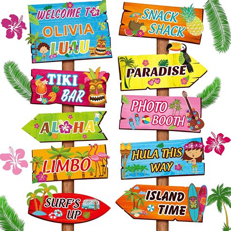 Jetec 20 Pieces Luau Party Welcome Sign Tropical Hawaiian Summer