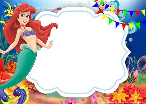 Little Mermaid Birthday Invitations Free Printables Printable Word