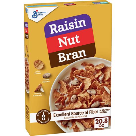 Raisin Nut Bran Cereal High Fiber Cereal Made With Whole Grain 20 8 Oz