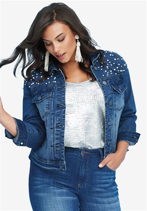 roaman s denim 24 7 denim 24 7® embellished jean jacket embellished jeans plus size retro