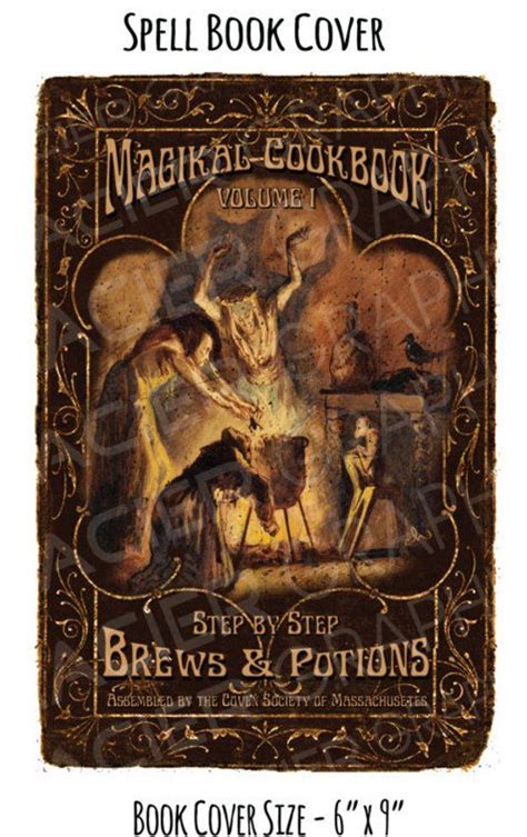 Vintage Spell Bookcover Halloween Witch Cookbook Digital Etsy In 2022 Vintage Halloween