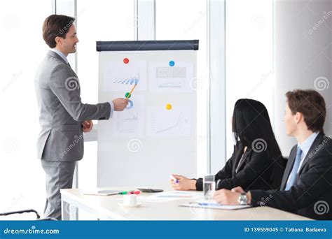 Business Presentation In Office Stock Image Image Of Flip Report