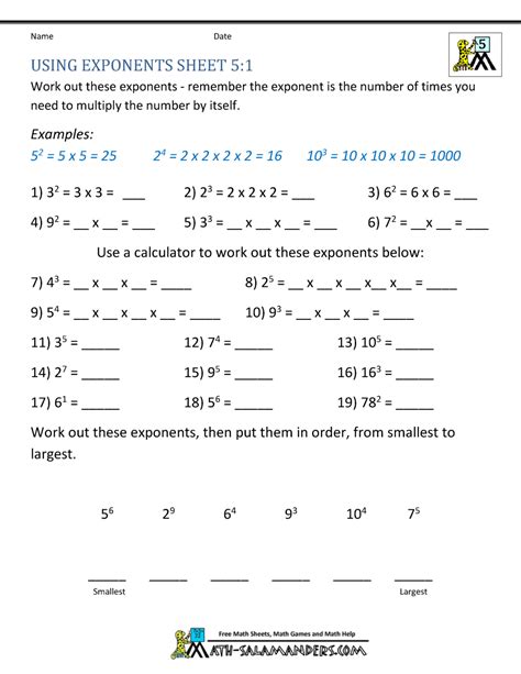 Math Worksheets 5th Grade Exponents And Parentheses