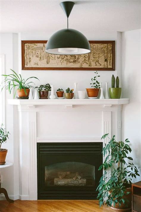 Simple Plants And Vases On White Mantel Above Fireplace Sfgirlbybay