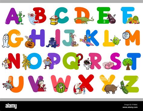 Cartoon Illustration Of Capital Letters Alphabet Set For Kindergarten