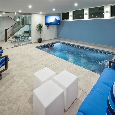 Renovated Basement With Inground Pool In Calgary Indoor Pool Design