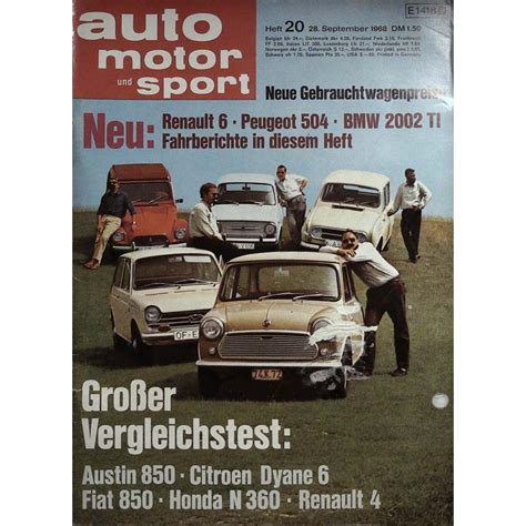 Auto Motor Sport Heft 20 28 September 1968 Vergleichstest