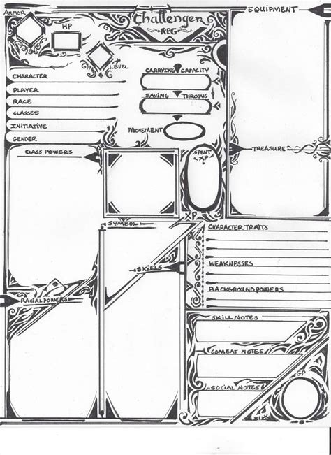 Challenger Rpg Character Sheet V3 Superior Games Books Dungeon