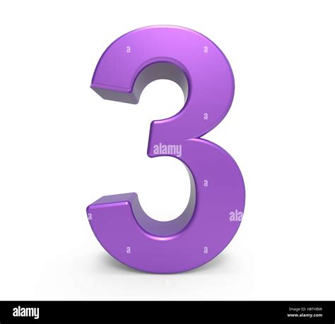 3d Rendering Purple Number 3 Isolated White Background Stock Photo Alamy