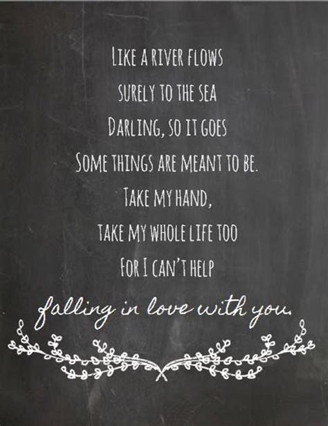 Elvis Presley I Cant Help Falling In Love With You Etsy Falling In Love Quotes Love Song