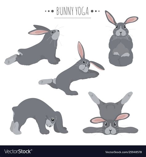 Bunny Yoga Poses And Exercises Cute Cartoon Vector Image