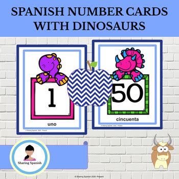 Number charts and counting worksheets. Spanish Number Cards 1-50 With Dinosaurs by Sharing ...
