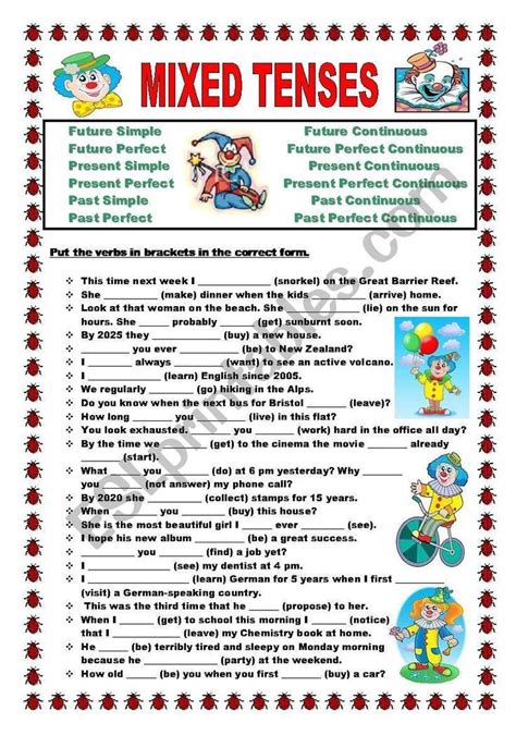 Practise All Tenses With This Worksheet Key Included English Grammar Exercises