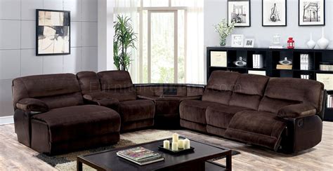 Glasgow Reclining Sectional Sofa Cm6822 In Brown Microfiber