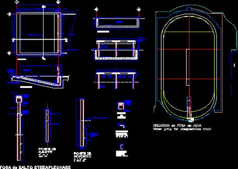 The four other barriers are spread evenly around the track, usually marked by fatter marks. Water jump for steeplechase track in AutoCAD | CAD ...