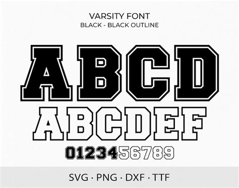 Varsity Font Svg Ttf Black College Font Svg Sports Font Svg Etsy