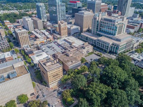 Aerial Drone Bird S Eye View Of The City Of Raleigh Nc Editorial Stock