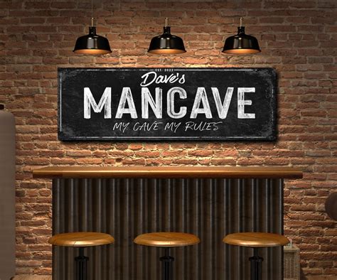man cave sign custom man cave sign my cave my rules fathers etsy