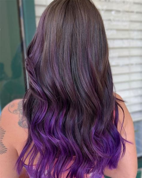 medium long purple ombre hair