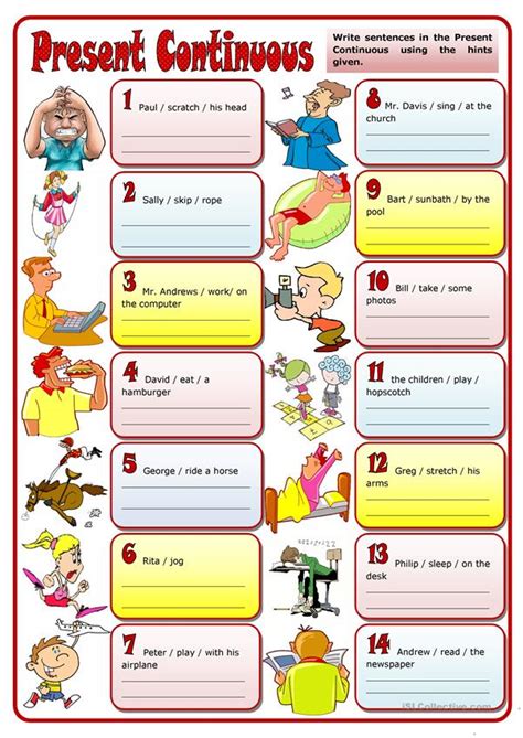 Present Continuous Printable Worksheets Free