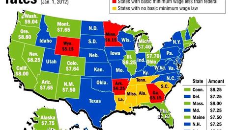 50 States Map About Minimum Wage Map