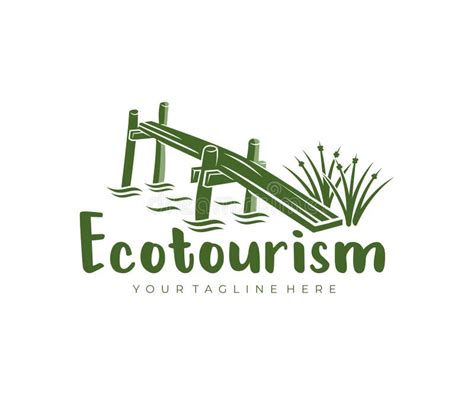Ecotourism Dock Pier And Aquatic Plants Logo Design Traveling