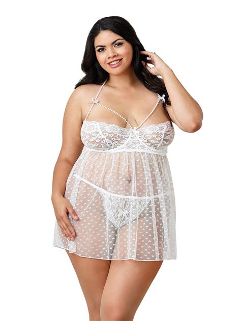 Dreamgirl Elegant Plus Size Bridal Lace And Heart Underwire Strappy