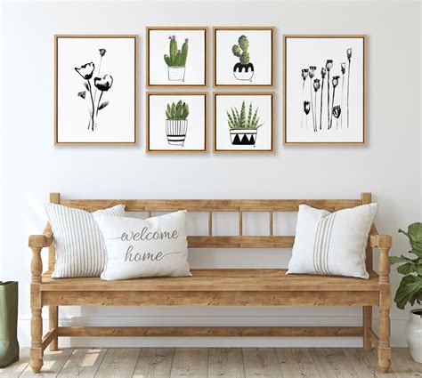 Sylvie Succulent Framed Canvas Set By Teju Reval Natural 4 Piece