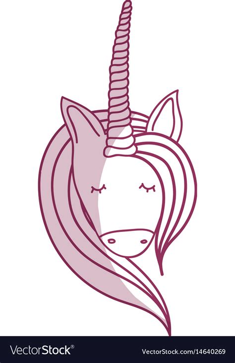 Silhoue Beautiful Head Unicorn With Long Mane Vector Image