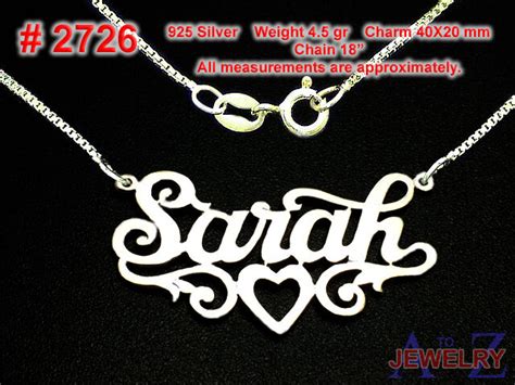 2726 Sarah Personalized 925 Sterling Silver Name Necklace Handcrafted