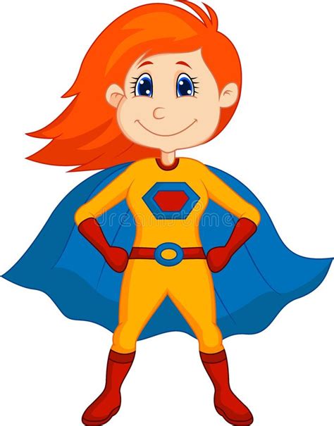 Superhero Kid Cartoon Stock Vector Illustration Of Girl
