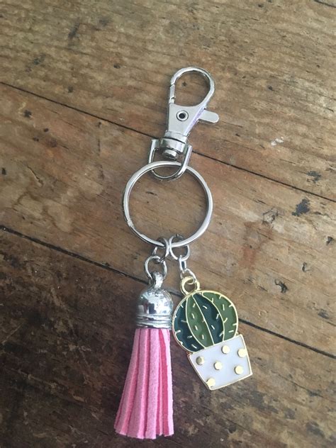 Nopal is the thin, flat and oval stems of the cactus plant. Cactus Keychain with Pink Tassel, Tassel Key Ring, Cactus ...