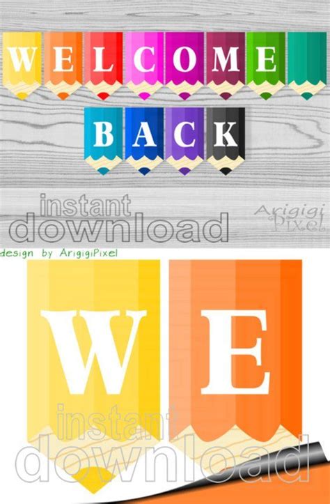 Welcome Back Printable Banner Colored Pencils Classroom Etsy