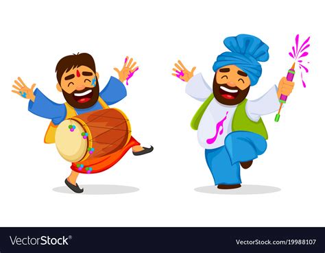 Holi Funny Dancing Men Royalty Free Vector Image