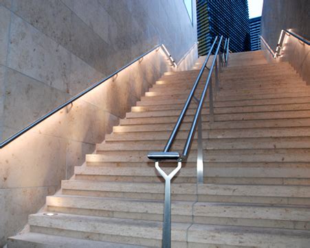 Stainless steel handrails & handrail ends. CRL - Architectural Railings - LED Lighted Hand Rail System
