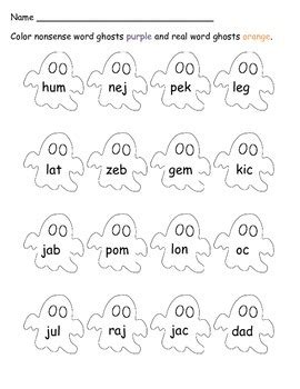 On the other side, you will find a list of cvc (consonant, vowel, consonant) words for you to practice with your child. CVC Nonsense Word Fluency {Halloween Activity} by Melanie ...
