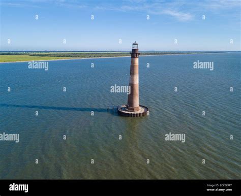 Aerial View Of The Morris Island Lighthouse Near Folly Beach And