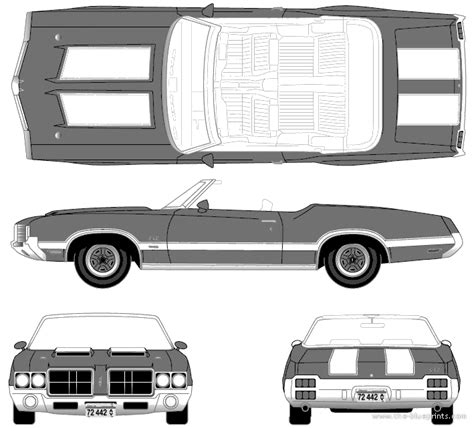 Oldsmobile Cutlass 442 Convertible 1972 Oldsmobile Drawings