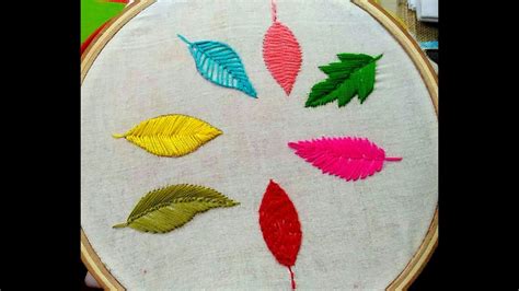 Hand Embroidery Easy 8 Type Of Leaf Embroidery Tutorialfilling Leaf