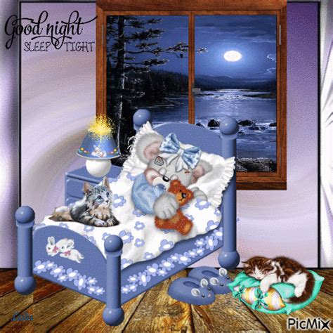 Good Night Sleep Tight Free Animated Gif Picmix