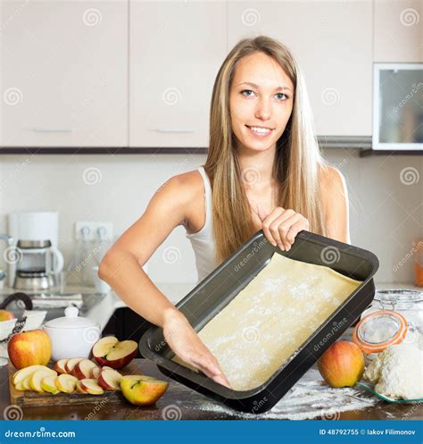 Beautiful Girl In The Kitchen Stock Image Image Of Knead Baker 48792755