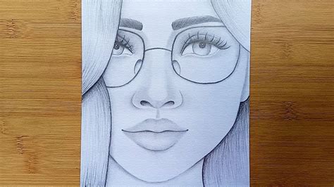 How To Draw A Girl With Glasses Step By Step Pencil Sketch Youtube
