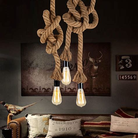 Vintage Rope Pendant Light Lamp Loft Creative Personality Industrial