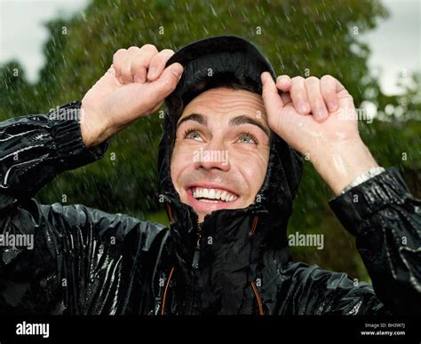 A Man Getting Soaked In The Rain Stock Photo Alamy