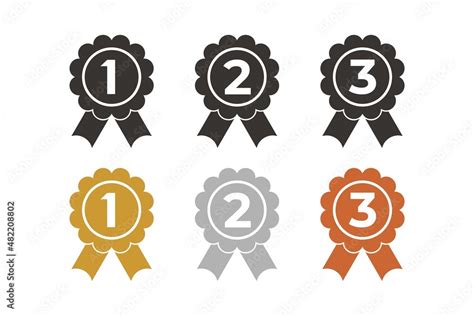 1st 2nd 3rd Place Ribbon Custom Award Ribbons Vector Icon Set With